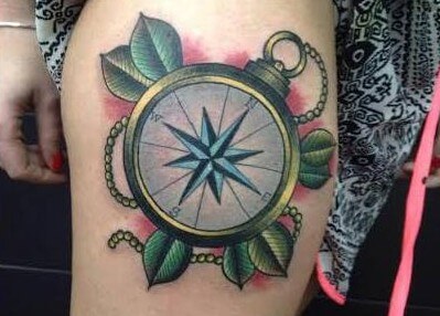 old school compass tattoo