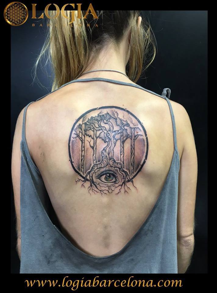 all seeing eye tattoo on back