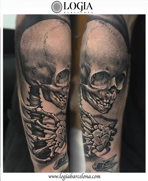 tatuaje de un esqueleto halloween