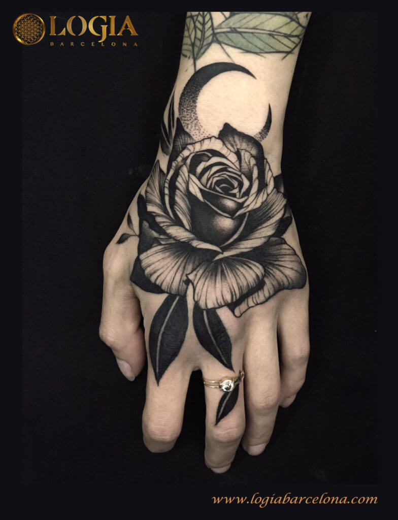 rose hand tattoo