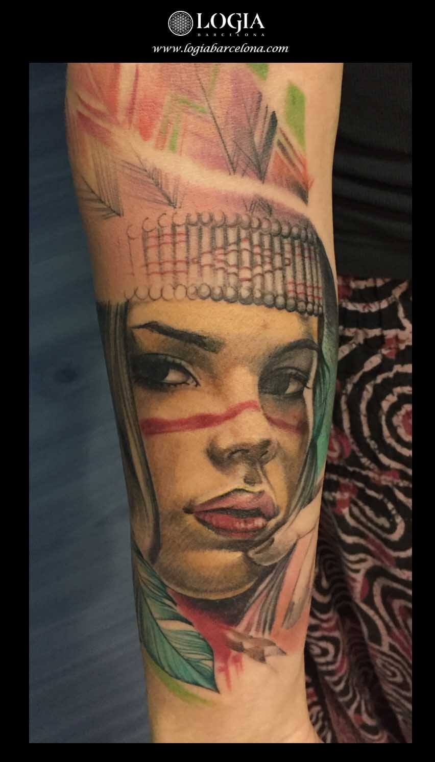 arm tattoo indian woman logia barcelona zoen