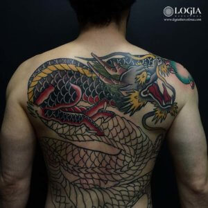 in progress tatuaje espalda dragon japones logia barcelona epis