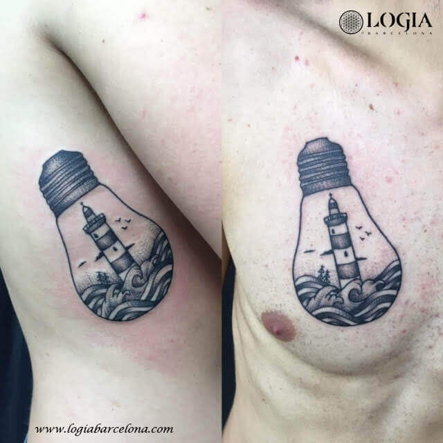 tattoo lighthouse old school, tattooist Illy