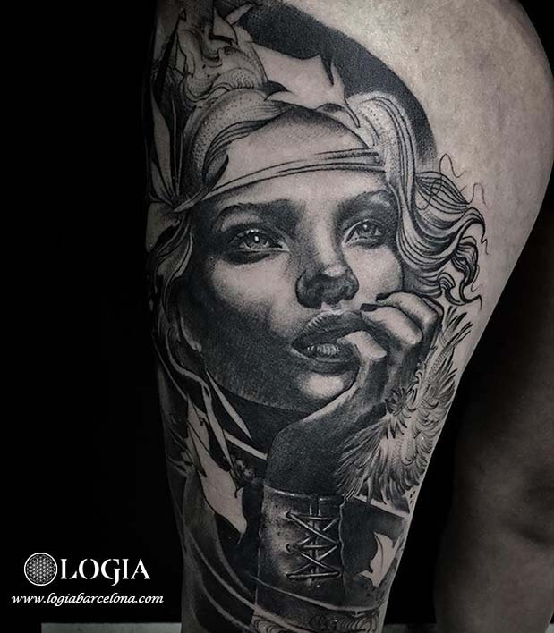 Tattoos of faces of women arm tattooer zoen