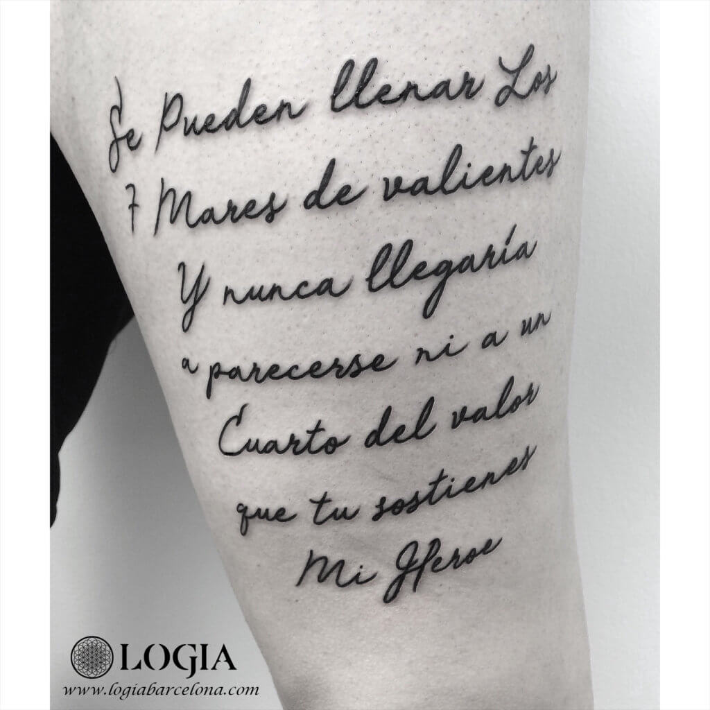 Tatuaje Con La Técnica Del Lettering Logia Tattoo Barcelona 