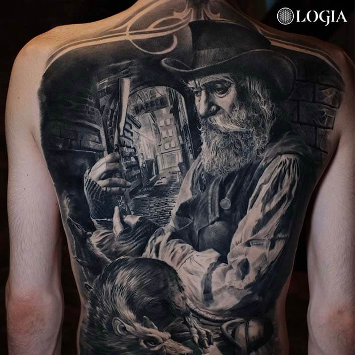 tattoo on the back with perspective