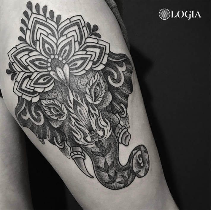 tatuajes elefante mandala hombro logia barcelona willian spinola
