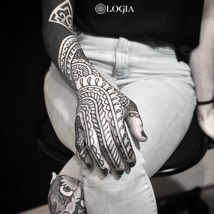 mandala finger tattoos