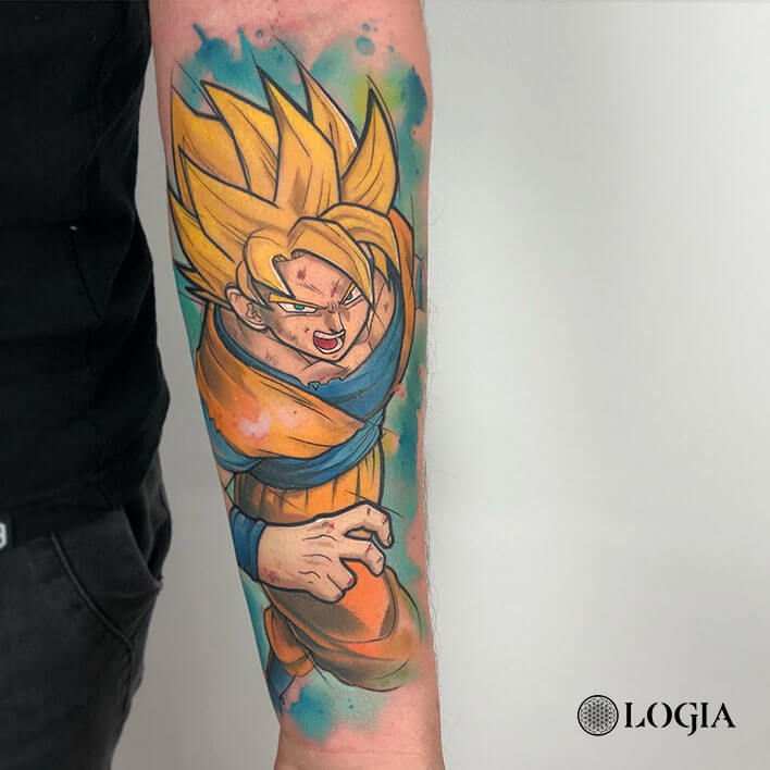 tatuaje antebrazo supersayan logia barcelona rzychu