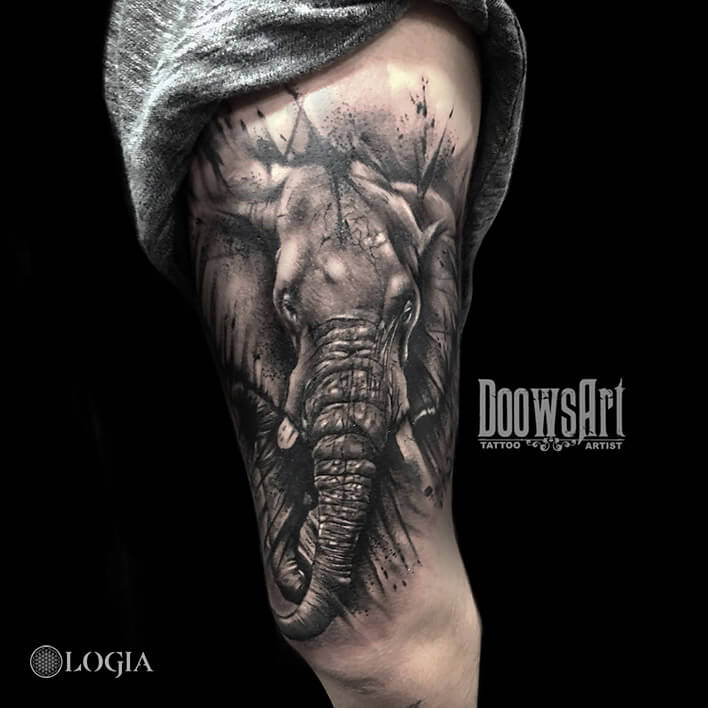tatuaje elefante realista Doows Logia Barcelona
