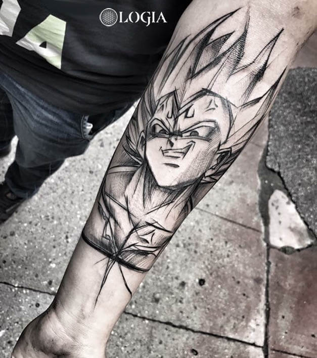 tatuajes antebrazo vegeta estilo sketch logia barcelona janiak