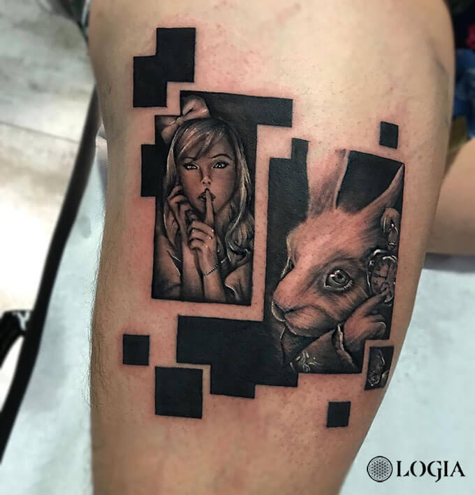 tatuaje alicia en el pais de las maravillas