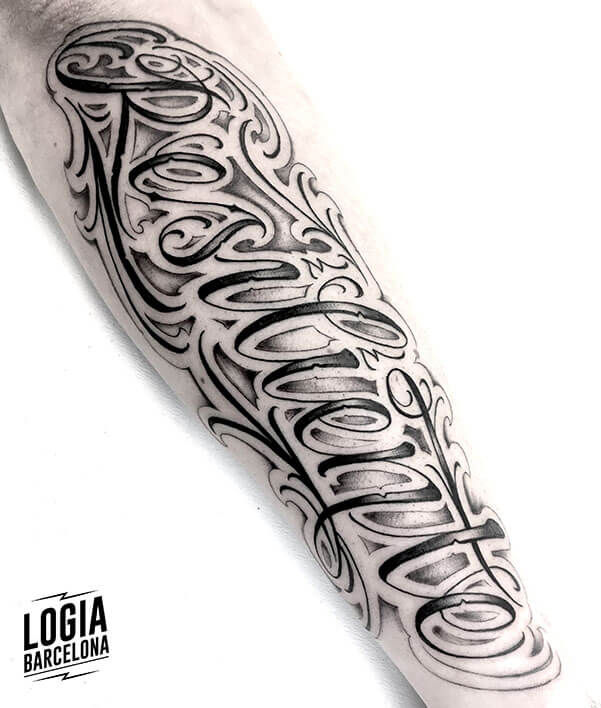 tattoo lettering Moskid logia barcelona