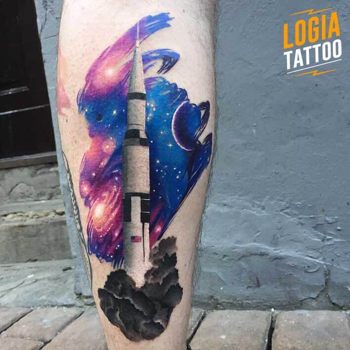 tatuaje cohete espacial pierna logia barcelona daria stahp