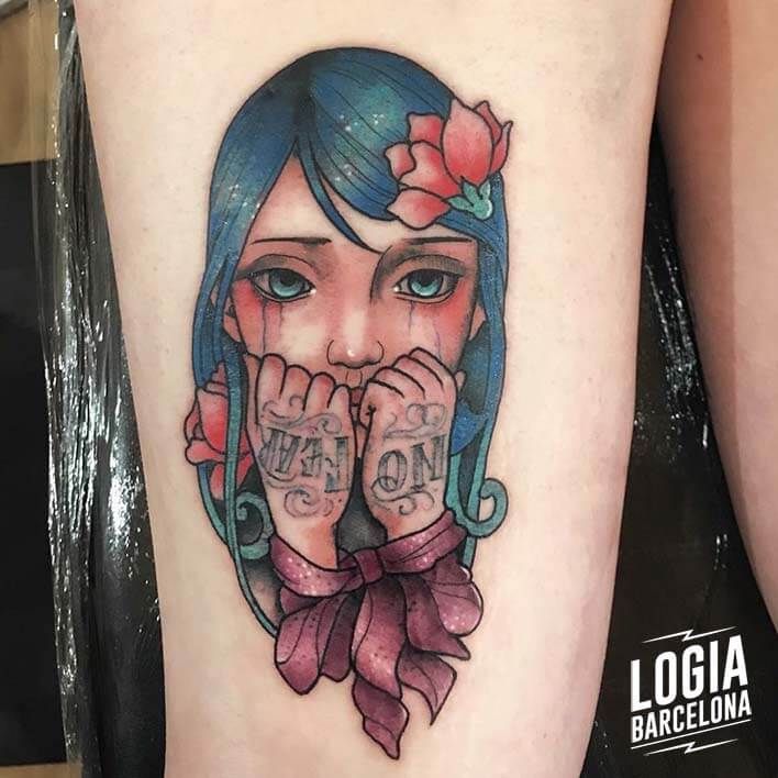 tatuaje lagrima niña triste