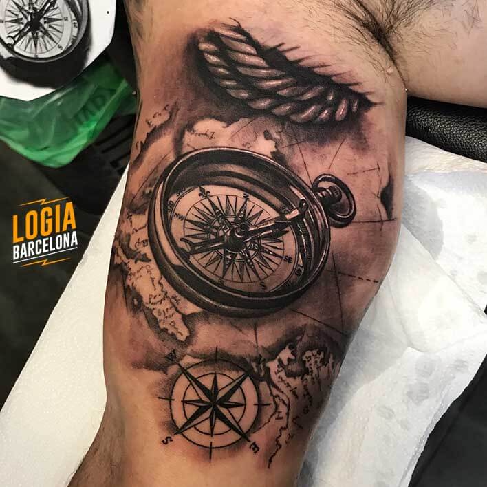 tatuatge bruixola Spiro Befanis Logia Barcelona