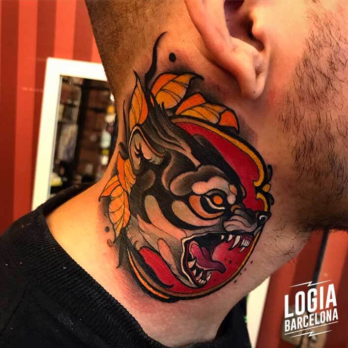 tatuaje cuello lobo felipe videira logia barcelona
