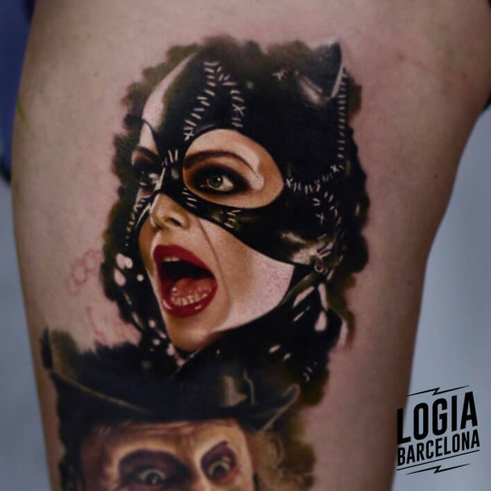 tatuaje realista catwoman Logia Barcelona Karol Rybakowski