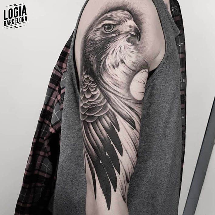 Tatuaje Aguila Realista Brazo Logia Barcelona