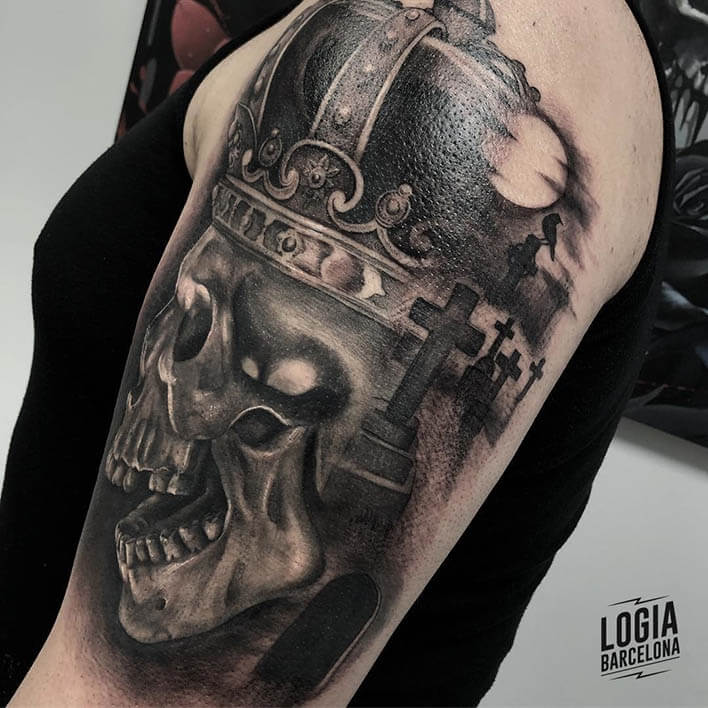tatuaje calavera del rey Jas Logia Barcelona