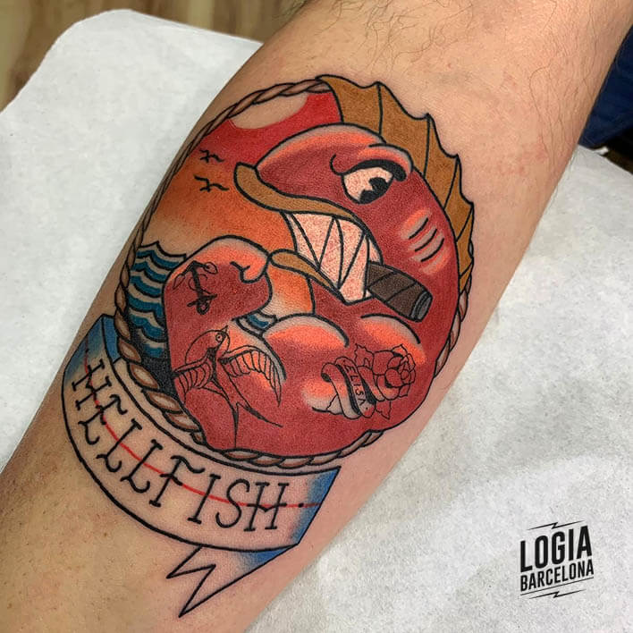 tatuatge hellfish brazo logia barcelona julio herrero