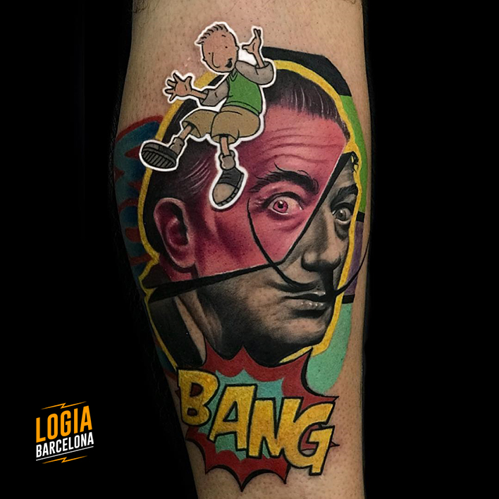 tatuaje retrato de dalí - Logia Barcelona