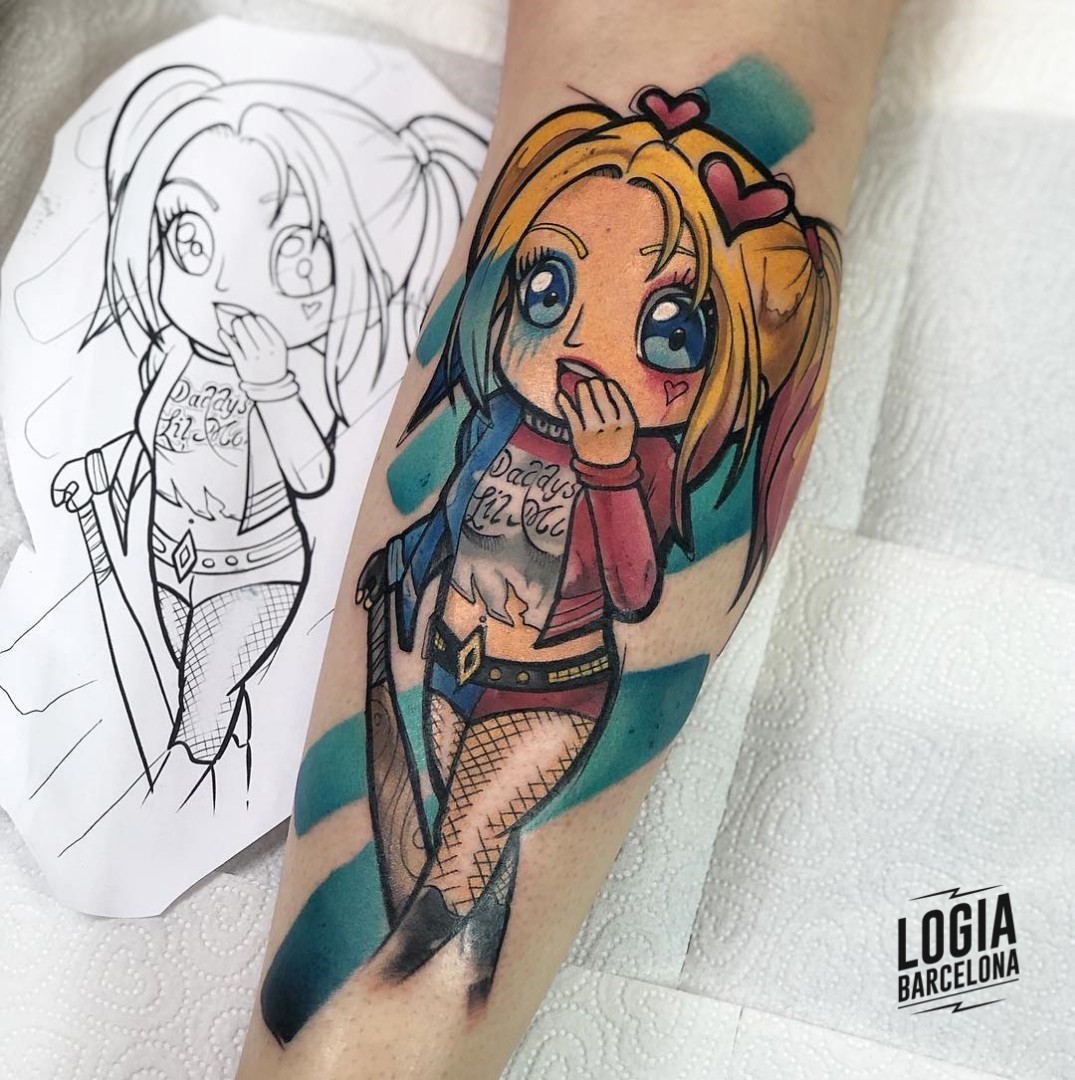 Tatuaje Harley Quinn cartoon Logia Barcelona