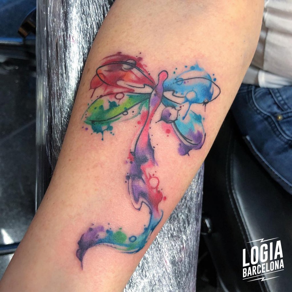 Tatuaje Libelula Watercolor Kathycaboom Logia Barcelona