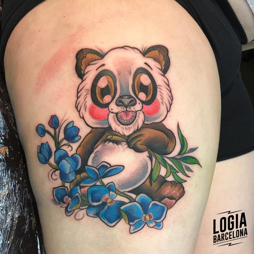 Tatuaje de Oso Panda Newschool Kathycaboom Logia Barcelona