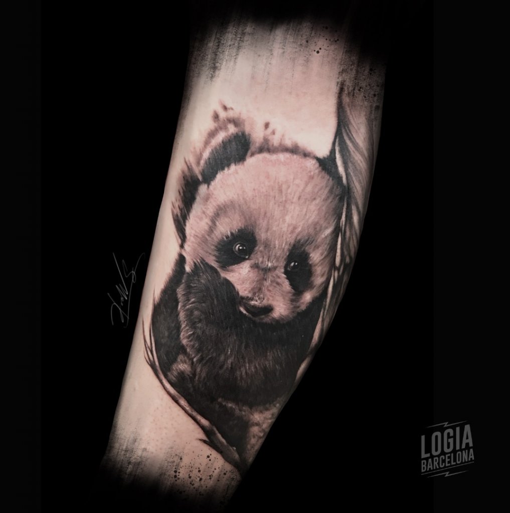 Tatuaje de Oso Panda Realista Doows Logia Barcelona