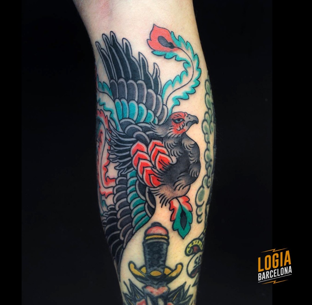 Tatuaje de pajaro ave fenix japones Lelectric Logia Barcelona