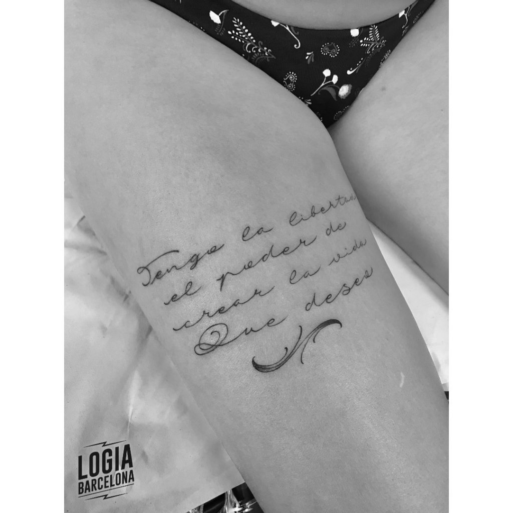 tatuaje lettering frase pierna logia barcelona