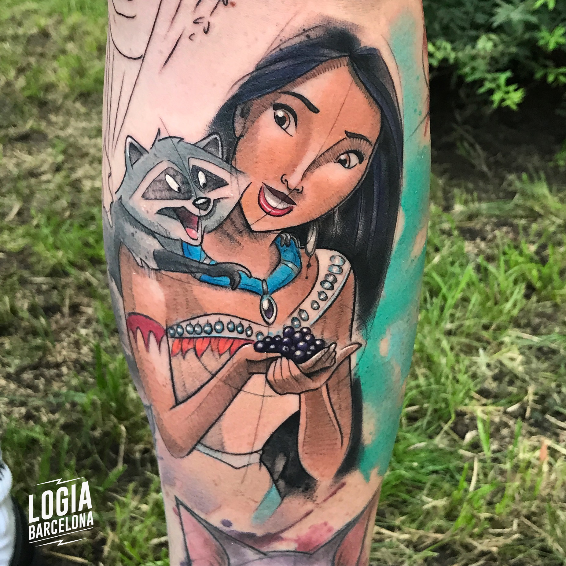 Tatuaje Pocahontas boceto Rzychu Logia Barcelona