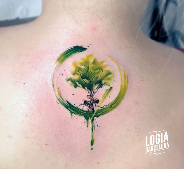 Tatuaje Arbol Enso Enzo Circulo Zen Giulia del Blanco Logia Barcelona