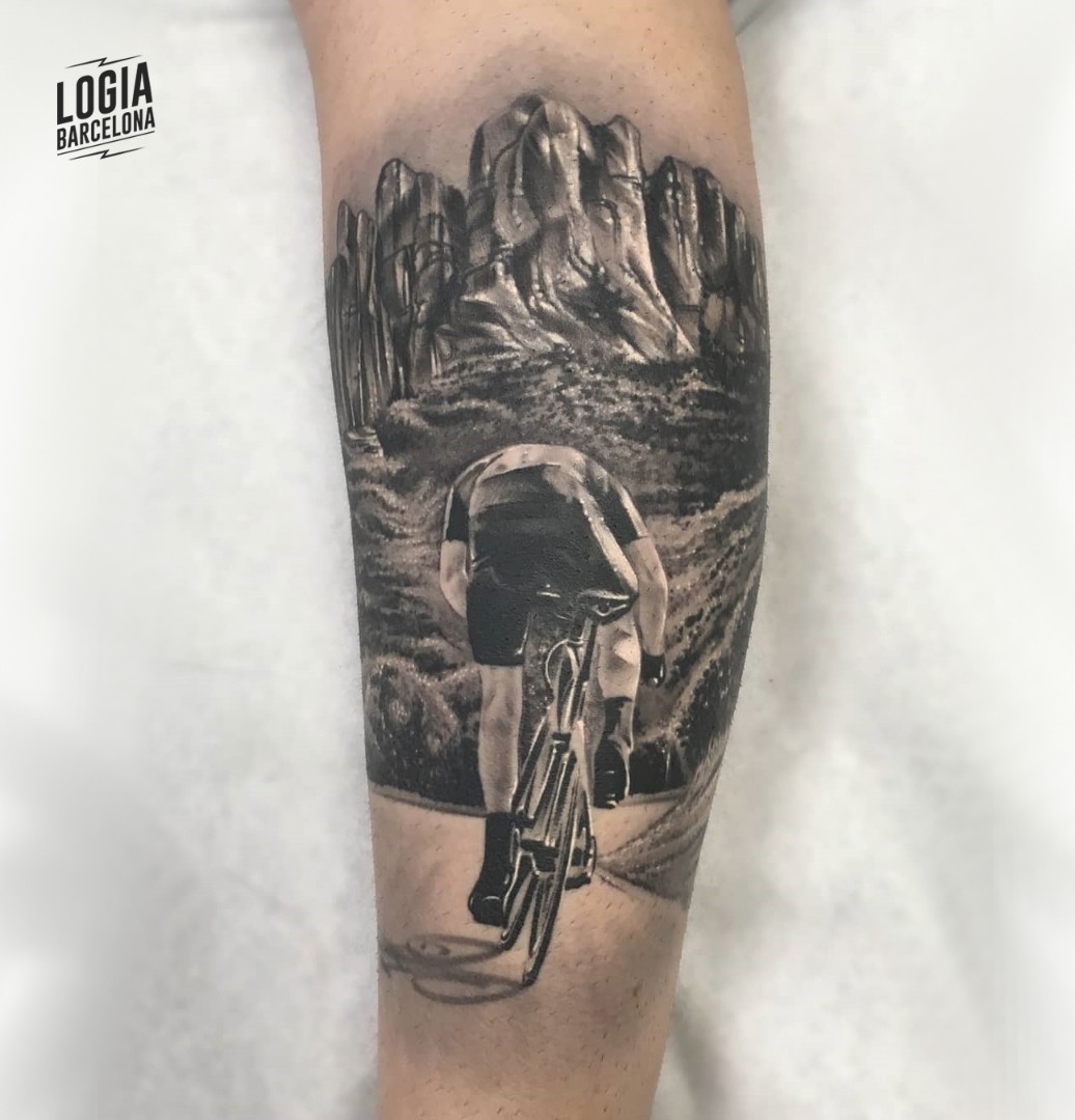 tatuaje ciclista montañas logia barcelona