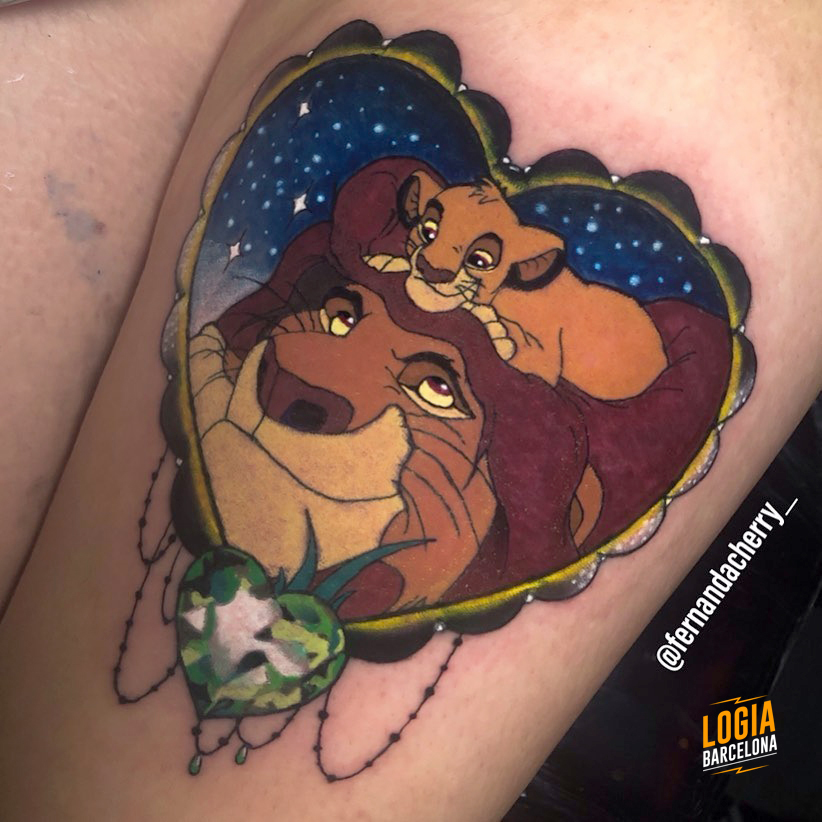 Tatuaje Simba Mufasa Disney- Logia Barcelona Fernanda Cherry