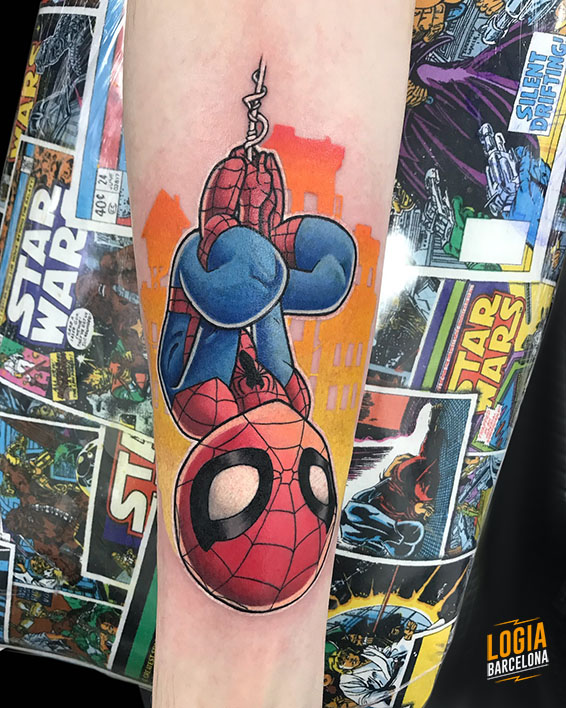 tatuaje spiderman tattootom logia barcelona