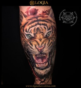 tatuaje-pierna-tigre-Logia-Barcelona-Alexei         