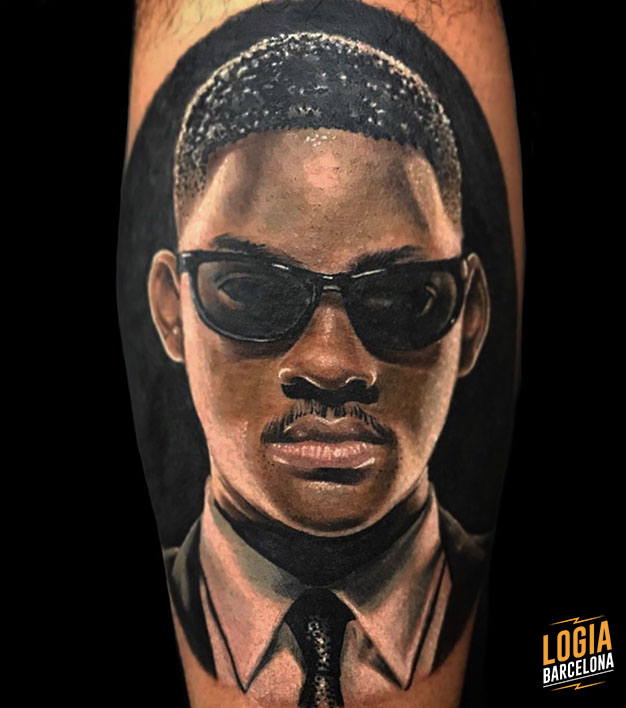 Realismo tatuaje retrato Will Smith Men in Black Logia Barcelona
