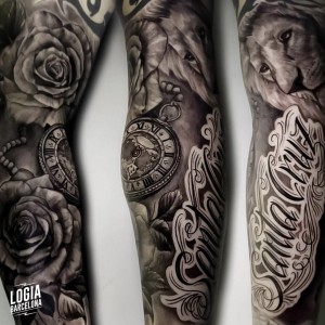 tatuaje_brazo_lettering_leon_rosa_logiabarcelona_henrique