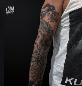 tatuaje_japones_brazo_geisha_lelectric_Logia_Barcelona