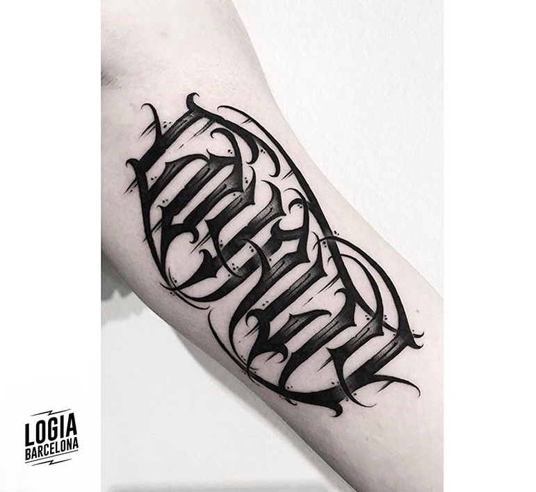Lettering Back Abstract Tattoo by Anthony Ortega