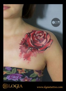 Tatuaje-color-rosa-brazo-logia-tattoo-Olya 
